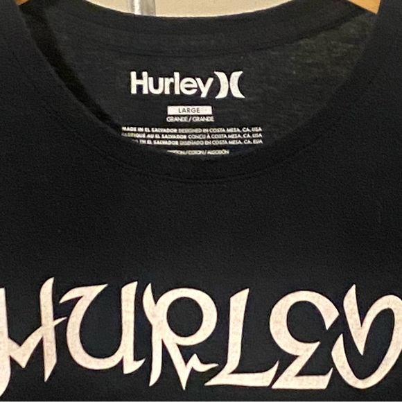 2 HURLEY MENS LARGE CREW T SHIRTS BLACK NWOT GREEN VTG BROKE IN P 21 L 30 GREAT - Picture 2 of 6